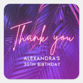 Chic Tropical Purple Palm Leaf Birthday Stickers (Voorkant)
