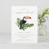 Chic Tropical Rainforest Toucan Verloving Invite Bedankkaart (Staand voorkant)