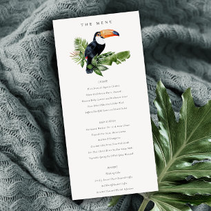 Chic Tropical Rainforest Toucan Wedding Menu Kaart