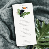 Chic Tropical Rainforest Toucan Wedding Menu Kaart