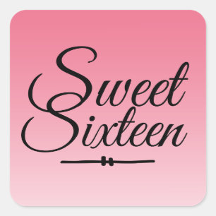 Chic Tropical Roze Ombre Sweet 16 16de Verjaardag Vierkante Sticker