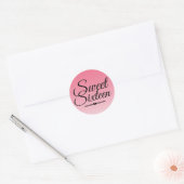 Chic Tropical Roze Ombre Sweet 16 16e Verjaardag Ronde Sticker (Envelop)