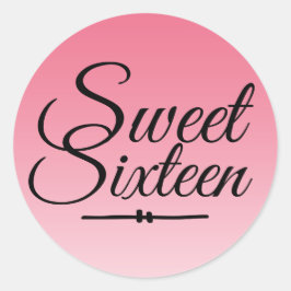 Chic Tropical Roze Ombre Sweet 16 16e Verjaardag Ronde Sticker