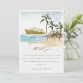 Chic Tropical Seascape Palm Beach Cruise Weddensch Bedankkaart (Staand voorkant)