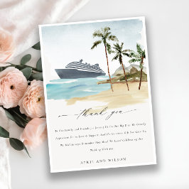 Chic Tropical Seascape Palm Beach Cruise Weddensch Bedankkaart