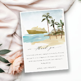 Chic Tropical Seascape Palm Beach Cruise Weddensch Bedankkaart