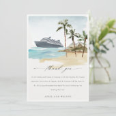 Chic Tropical Seascape Palm Beach Cruise Weddensch Bedankkaart (Staand voorkant)