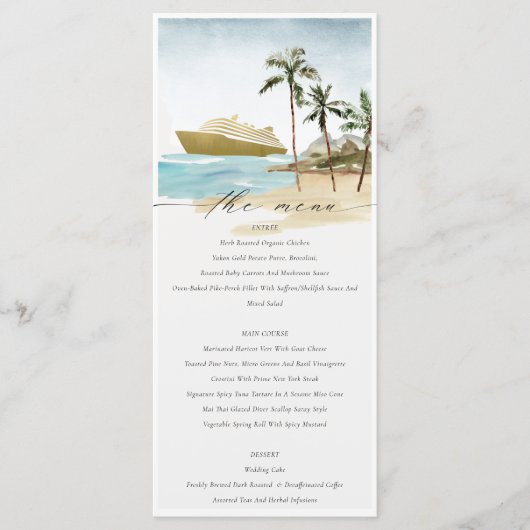 Chic Tropical Seascape Palm Beach Cruise Weddensch Menu (Voorkant)