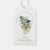 Chic Tropical Waterverf Palm Trees Vrijgezellenfee Cadeaulabel (Achterkant)