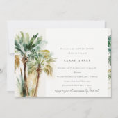Chic Tropical Waterverf Palm Trees Vrijgezellenfee Kaart (Voorkant)