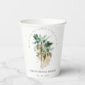 Chic Tropical Waterverf Palm Trees Vrijgezellenfee Papieren Bekers (Achterkant)
