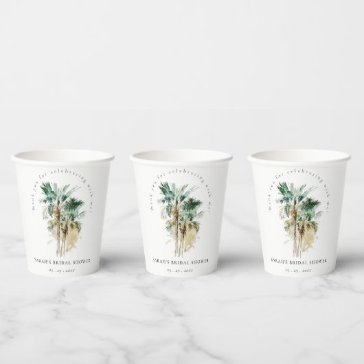 Chic Tropical Waterverf Palm Trees Vrijgezellenfee Papieren Bekers (Multi)