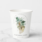 Chic Tropical Waterverf Palm Trees Vrijgezellenfee Papieren Bekers (Voorkant)
