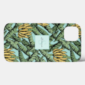 Chic Tropisch Turquoise Geel Banaan Blad Patroon Case-Mate iPhone Case (Achterkant (horizontaal))