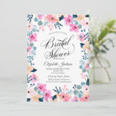 Chic Tuin Roze Bloemen  Bruidsdouche Kaart (Staand voorkant)