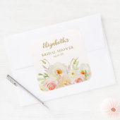 Chic tuinbloemen bruidsfeest vierkante sticker (Envelop)