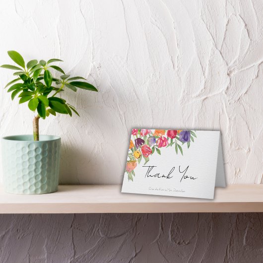 Chic Tulpen en groen Vrijgezellenfeest Dank u Bedankkaart