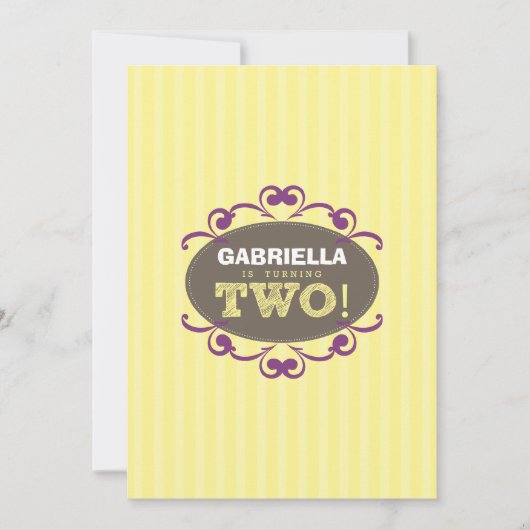 Chic Turning 2 Birthday Party Invitation (geel) Kaart (Voorkant)