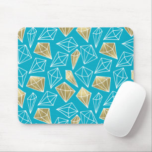 Chic Turquoise Aqua Blauw Goud Diamanten Kerstmis Muismat