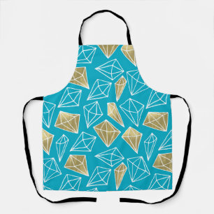 Chic Turquoise Aqua Blauw Goud Diamanten Kerstmis Schort