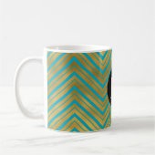Chic Turquoise Aqua Blue Gold Chevron Monogram Koffiemok (Links)