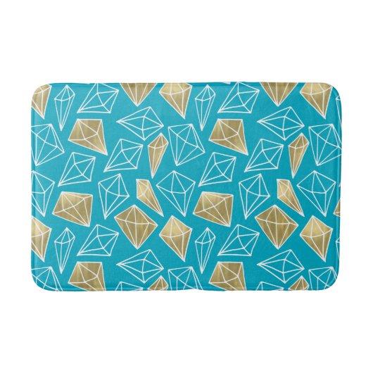 Chic Turquoise Aqua Blue Gold Diamonds Badmat (Voorkant)