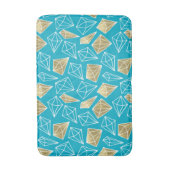 Chic Turquoise Aqua Blue Gold Diamonds Badmat (Voorkant Verticaal)
