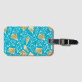 Chic Turquoise Aqua Blue Gold Diamonds Bagagelabel (Voorkant (horizontaal))