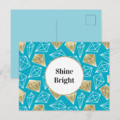 Chic Turquoise Aqua Blue Gold Diamonds Briefkaart (Voorkant / Achterkant)