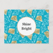 Chic Turquoise Aqua Blue Gold Diamonds Briefkaart (Voorkant)