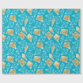 Chic Turquoise Aqua Blue Gold Diamonds Cadeaupapier (Vlak)