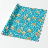 Chic Turquoise Aqua Blue Gold Diamonds Cadeaupapier (Uitgerold)