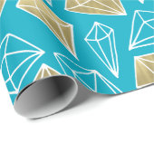 Chic Turquoise Aqua Blue Gold Diamonds Cadeaupapier (Rol Hoek)