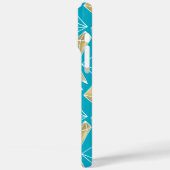 Chic Turquoise Aqua Blue Gold Diamonds Case-Mate iPhone Case (Achterkant / Links)