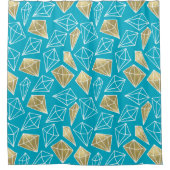 Chic Turquoise Aqua Blue Gold Diamonds Douchegordijn (Voorkant)