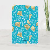 Chic Turquoise Aqua Blue Gold Diamonds Kaart (Achterkant)