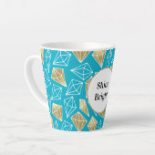 Chic Turquoise Aqua Blue Gold Diamonds Latte Mok (Linkerhoek)