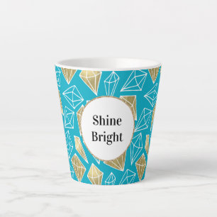 Chic Turquoise Aqua Blue Gold Diamonds Latte Mok