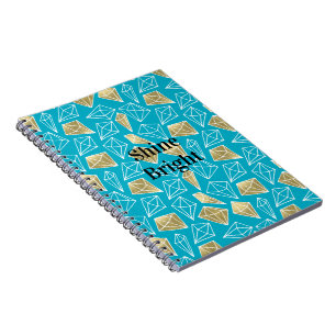 Chic Turquoise Aqua Blue Gold Diamonds Notitieboek