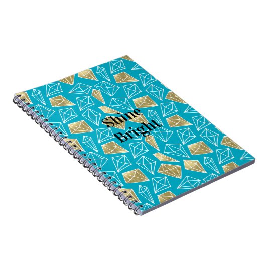 Chic Turquoise Aqua Blue Gold Diamonds Notitieboek (Rechterzijde)