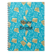 Chic Turquoise Aqua Blue Gold Diamonds Notitieboek (Voorkant)