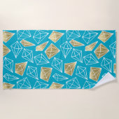 Chic Turquoise Aqua Blue Gold Diamonds Strandlaken (Voorkant)