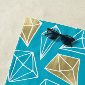 Chic Turquoise Aqua Blue Gold Diamonds Strandlaken (In situ)