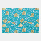 Chic Turquoise Aqua Blue Gold Diamonds Theedoek (Horizontaal)