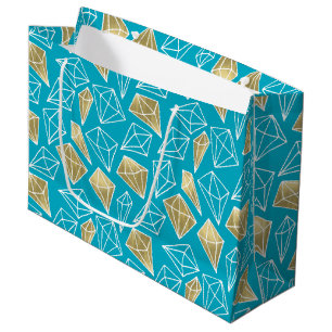 Chic Turquoise Aqua Blue Gold Diamonds Verjaardag Groot Cadeauzakje