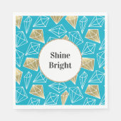 Chic Turquoise Aqua Gold Diamonds Glitter verjaard Servet (Voorkant)