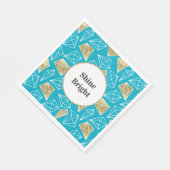 Chic Turquoise Aqua Gold Diamonds Glitter verjaard Servet (Hoek)