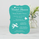Chic turquoise blue brudal doucheuitnodigingen kaart (Staand voorkant)