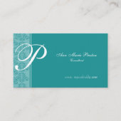 Chic Turquoise Blue Classic Lettering Consultant Visitekaartje (Voorkant)