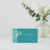 Chic Turquoise Blue Classic Lettering Consultant Visitekaartje (Staand voorkant)